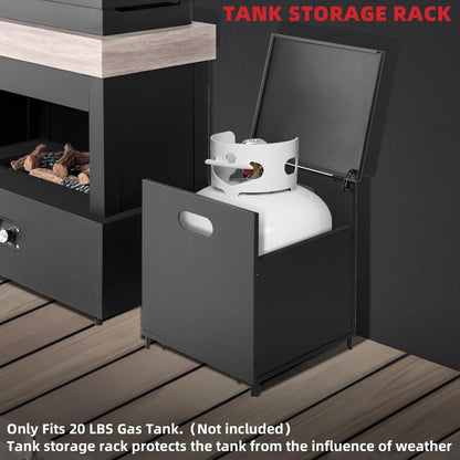 40.5" Outdoor Propane Fireplace with Tank Storage and Dust Cover-