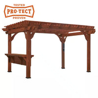 Ashland 10 Ft. X 14 Ft. All Cedar Wood Outdoor Pergola Shade Structure with Bar and Electric