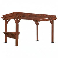 Cedar Wood Pergola Built for Outdoor Living, 140 Sq Ft Coverage, Built-In Bar, PowerPort Electrical Outlets