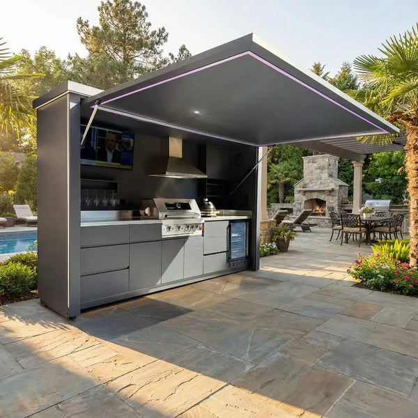Outdoor Kitchen BBQ Pod Built for Luxury Entertainment, 304 Stainless Steel, Modular Design, Custom Configuration
