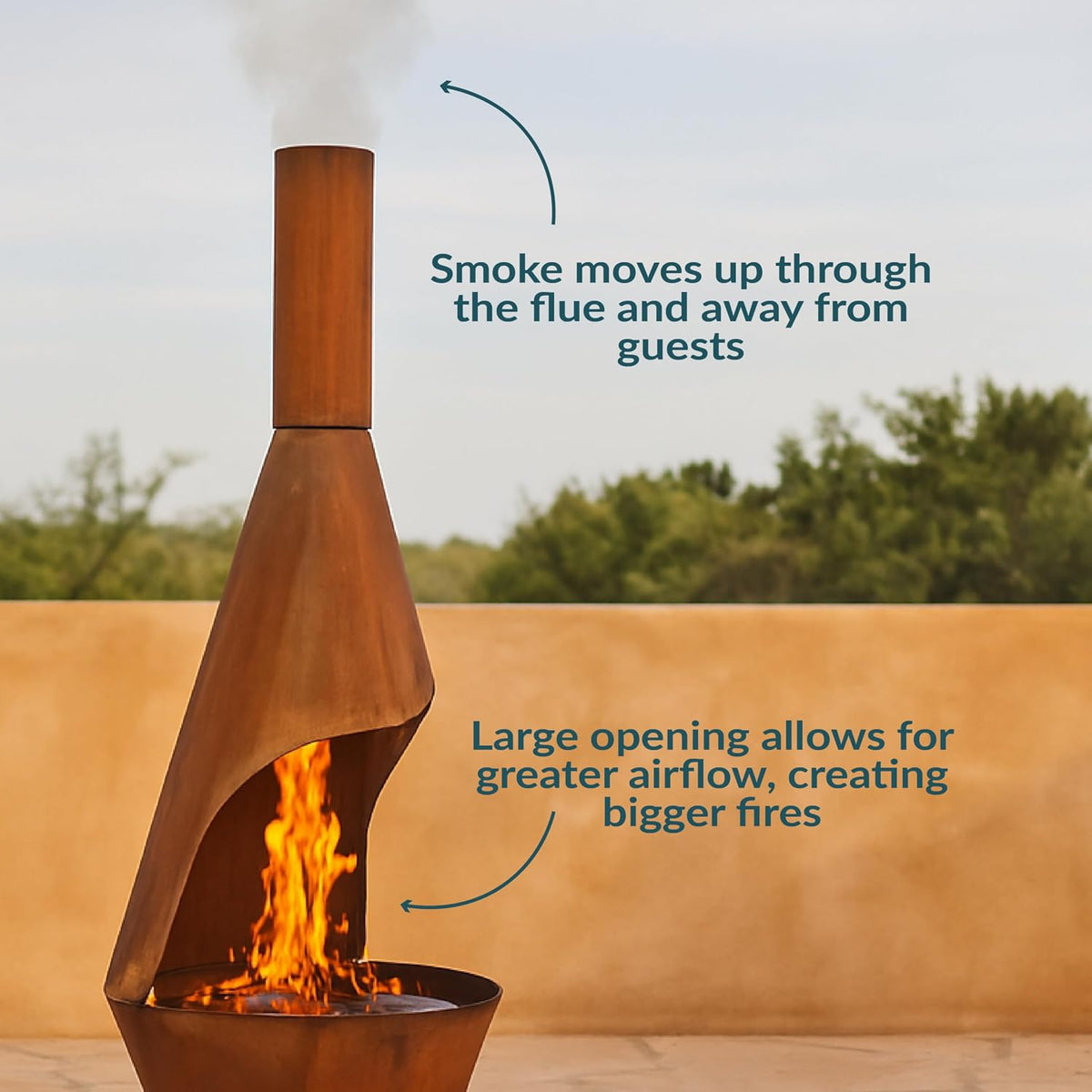 Sunnydaze Large Chiminea Outdoor Fireplace with Grill Grate, Rustic, 75"