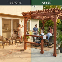 Ashland 10 Ft. X 14 Ft. All Cedar Wood Outdoor Pergola Shade Structure with Bar and Electric — Before & After