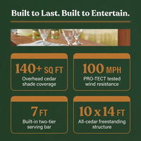 Ashland 10 Ft. X 14 Ft. All Cedar Wood Outdoor Pergola Shade Structure with Bar and Electric — Results & Stats