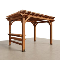 Ashland 10 Ft. X 14 Ft. All Cedar Wood Outdoor Pergola Shade Structure with Bar and Electric — Studio Shot