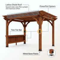 Ashland 10 Ft. X 14 Ft. All Cedar Wood Outdoor Pergola Shade Structure with Bar and Electric — How It Works