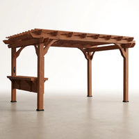 Cedar Wood Pergola Built for Outdoor Living, 140 Sq Ft Coverage, Built-In Bar, PowerPort Electrical Outlets — Studio Shot
