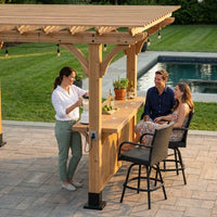 Cedar Wood Pergola Built for Outdoor Living, 140 Sq Ft Coverage, Built-In Bar, PowerPort Electrical Outlets — Lifestyle