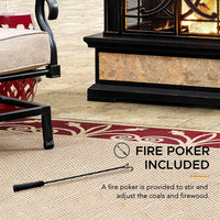 Outdoor Fireplace, Smith Collection Patio Wood Burning Steel Fireplace with Chimney, Spark Screen, Fire Poker, and Removable Grate, Copper with Yellow Tile