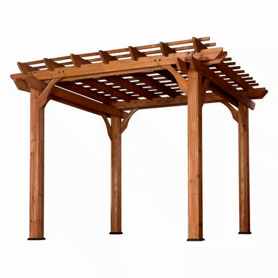 Cedar Wood Pergola Built to Create Natural Shade, 10x10 Structure, 100 MPH Wind Rated, Pre-Cut Assembly Kit