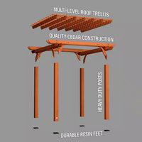 Cedar Wood Pergola Built to Create Natural Shade, 10x10 Structure, 100 MPH Wind Rated, Pre-Cut Assembly Kit