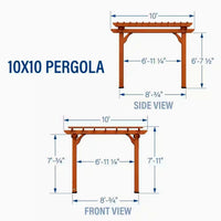 Cedar Wood Pergola Built to Create Natural Shade, 10x10 Structure, 100 MPH Wind Rated, Pre-Cut Assembly Kit