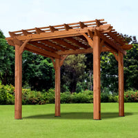Cedar Wood Pergola Built to Create Natural Shade, 10x10 Structure, 100 MPH Wind Rated, Pre-Cut Assembly Kit