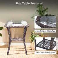 5 Pieces Outdoor Patio Furniture Set with Swivel Rocker Chairs and 6" Thick Cushions,Wicker Conversation Set with Sectional Sofa and Ottomans for Porch Deck Backyard Poolside
