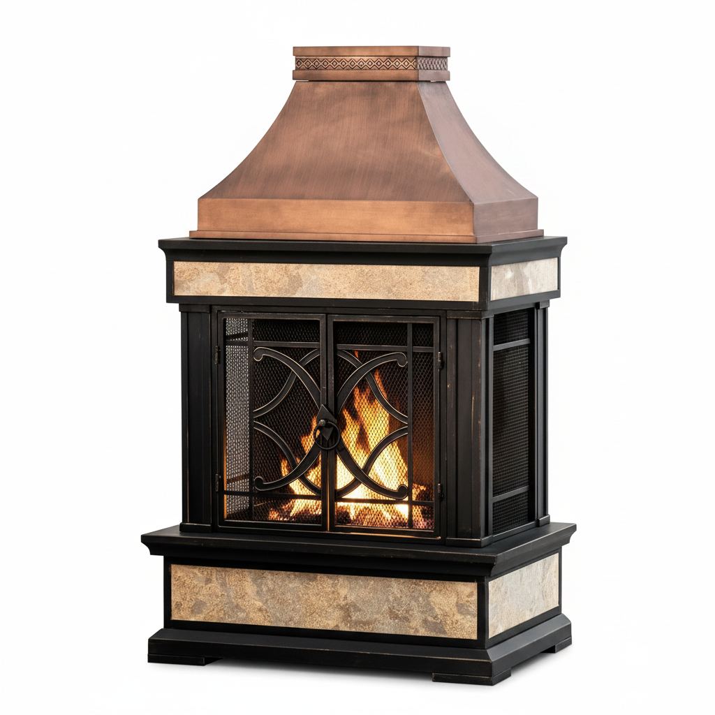 Outdoor Wood Burning Fireplace Built for Backyard Warmth, Steel Construction, 56" Height, Spark Screen