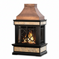 Outdoor Wood Burning Fireplace Built for Backyard Warmth, Steel Construction, 56" Height, Spark Screen