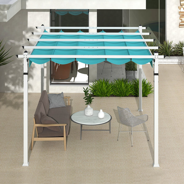Outdoor Pergola with Retractable Canopy and Aluminum Frame