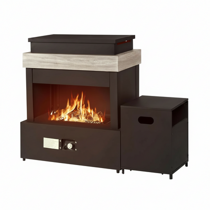 40.5" Outdoor Propane Fireplace with Tank Storage and Dust Cover-