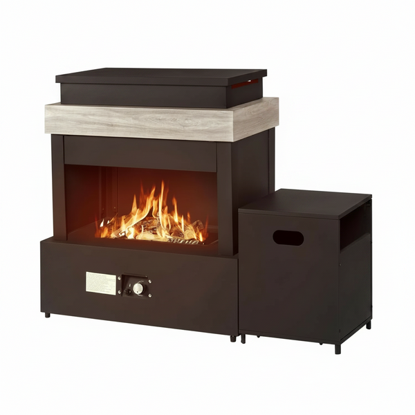 40.5" Outdoor Propane Fireplace with Tank Storage and Dust Cover-