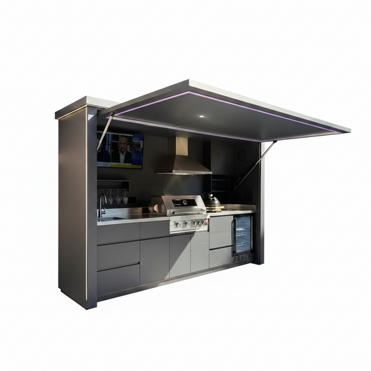 Outdoor Kitchen BBQ Pod Built for Luxury Entertainment, 304 Stainless Steel, Modular Design, Custom Configuration